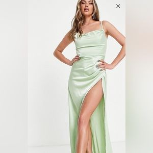 Satin Dress with Split